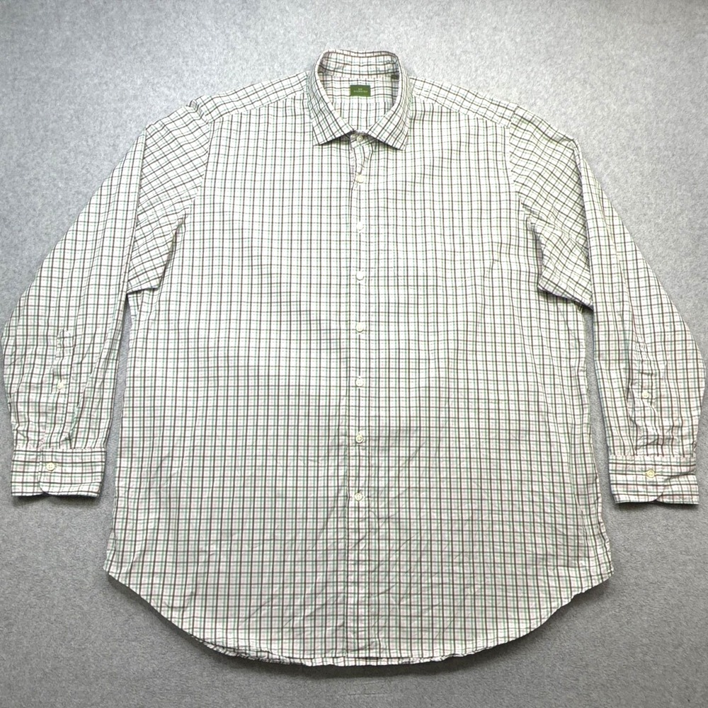 Sid Mashburn Shirt Men XXL Pink Green Plaid Long Sleeve Button Front Preppy Work